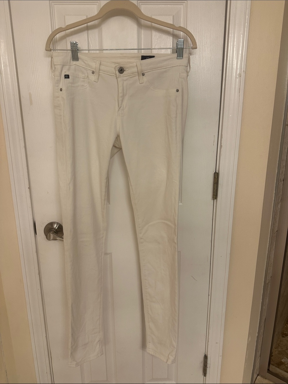 AG Adriano Goldschmied Cream Skinny Jeans